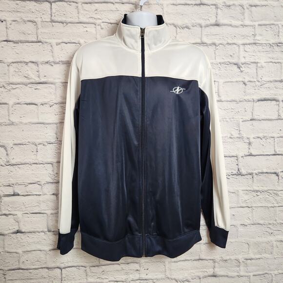 NordicTrack Jacket Mens Size Large Navy White Color Block Full Zip - Picture 1 of 14